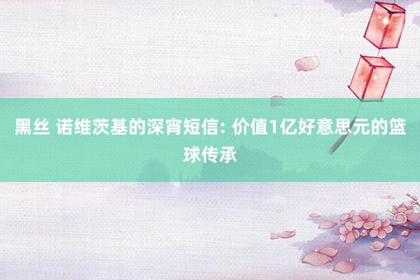 黑丝 诺维茨基的深宵短信: 价值1亿好意思元的篮球传承