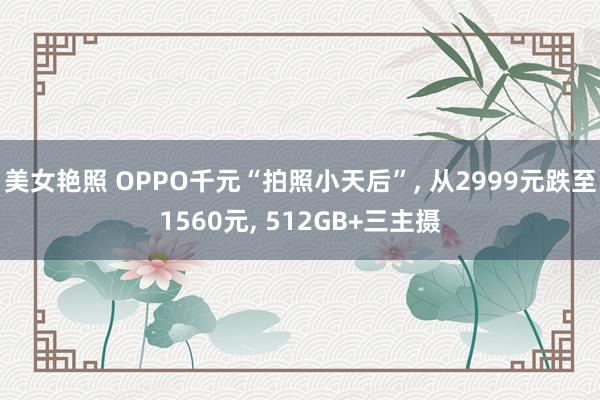 美女艳照 OPPO千元“拍照小天后”， 从2999元跌至1560元， 512GB+三主摄