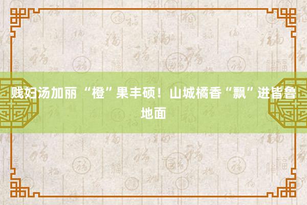 贱妇汤加丽 “橙”果丰硕！山城橘香“飘”进皆鲁地面